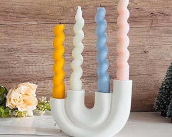 U Shaped Candle Holder Silicone Molds 4 holes candlestick for taper candle Home Decoration