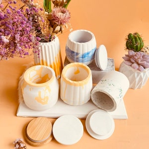 Seal Pot Bottle Jar with Lid Silicone Molds Resin Concrete Candle Storage Jar Planter Flower Pot Molds Cement Plaster Flowerpot Vase Moulds