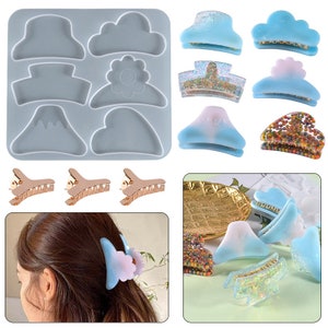 Shark Hair Clips Resin Molds Hair Barrette UV Epoxy Resin Silicone Molds for Kid Crafting Teardrop Hair Clip Supplies For Women Girl