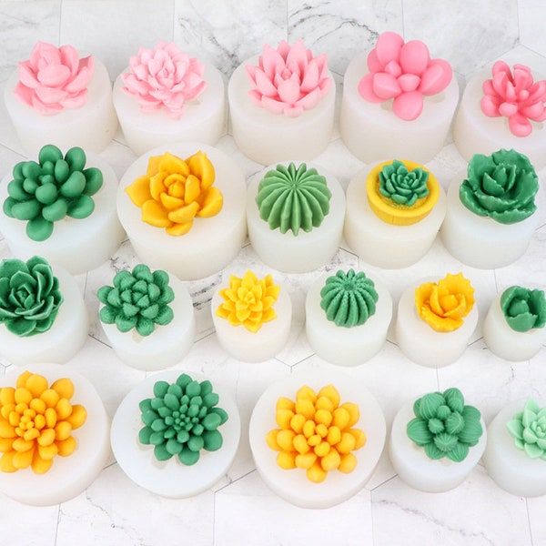 3D Succulent Plant Candles Molds Cactus Plant Silicone Mold Flower Resin Plaster Mold Succulent Fondant Mold Chocolate Cake Decorate Molds