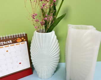 New Shell texture Vase Silicone Mold ,Large Concrete Cement Epoxy Resin Vase Mold,DIY Handmade Home decor jesmonite  terrazzo vase molds