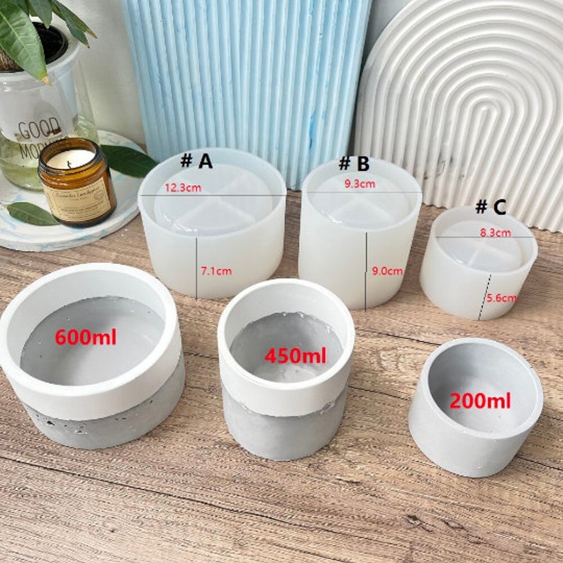 Cement Plaster Candle Jar Mold Concrete Planter Pot Mold Etsy