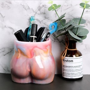 2 Syle Sexy Ass Bottom Pot Mold Silicone Dried Flower Vase Flowerpot Mold, Resin Pen Holder Trinket Storage Jar Moulds Concrete Cement