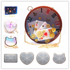 Silicone Clutch Purse Wallet Bag Mold Set For Resin Epoxy Shaker Bag Mold Set Handbag Mold DIY Handmade Resin Wallet Mould