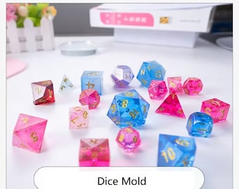 Silicone DND Dice mold, Resin Dice Moulds, TRPG Dice Mold For Epoxy Resin, Cute Roleplaying Dice Mold, Polyhedral D20 Dice Mold Set