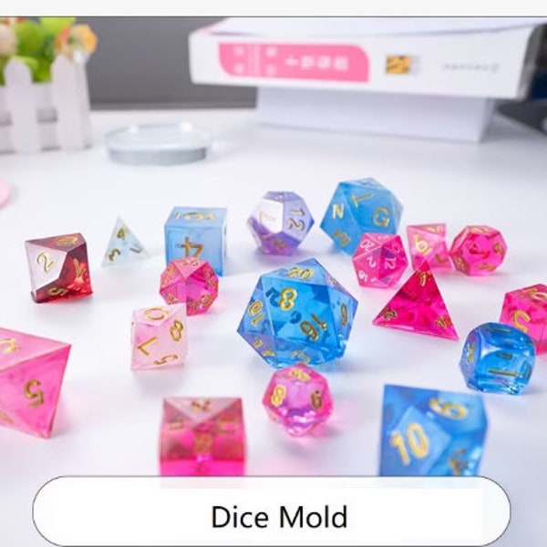 Silicone DND Dice mold, Resin Dice Moulds, TRPG Dice Mold For Epoxy Resin, Cute Roleplaying Dice Mold, Polyhedral D20 Dice Mold Set