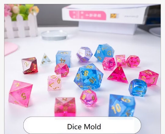 PJOY Resin Dice Molds, Food-Grade Silicone Molds for 7Pcs Sharp Edged Dice  Set, DND Resin Mold for DIY Dices Making, Ideal for Dice Lovers Gift(2