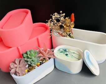 2 Stampi In Silicone Per Candele E Vasi - Riutilizzabili Per Cemento, Resina, Gesso E Sapone - Fai Da Te Creativo - 4