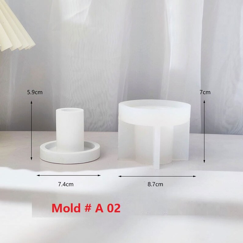 Long Candles Candlestick Candle Holder Silicone Mold Handmade Terrazzo Cement jesmonite Epoxy Resin Plaster Concrete Candles holder Moulds Mold # A 02