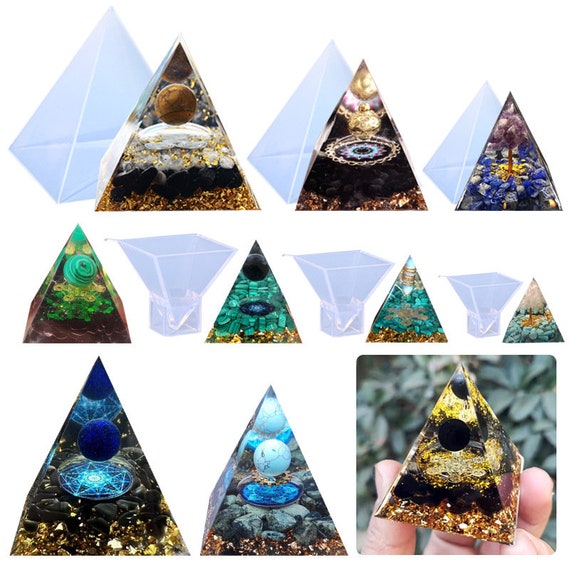 4 Pcs Pyramid Silicone Molds Resin Casting Molds Non-stick Easy to