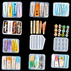 10 Kinds Hair Clips Resin Molds Hair Barrette UV Epoxy Resin Silicone Molds for Kid Crafting Teardrop Hair Clip Supplies For Women Girl