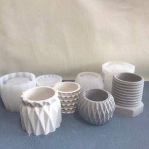 Cement succulent flower pot silicone mold vase pen holder gypsum concrete mold