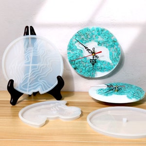 Island style Clock Molds with Clock Hardware ,Epoxy Resin Round Wall Clock Silicone Mold Home Decoration DIY handmade Resin Art Shiny Moulds