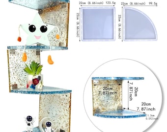 Resin Corner Cabinet Rack Mold , DIY Handmade Corner shelf Shelfing Mold , Epoxy Fan-shaped storage locker bookshelf Gap rack silicone molds