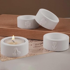 Small Circular round Candle Jars Silicone Mold round Tealight holder with heart, rainbow,Four-leaf ,small boat,flower candle holder mold