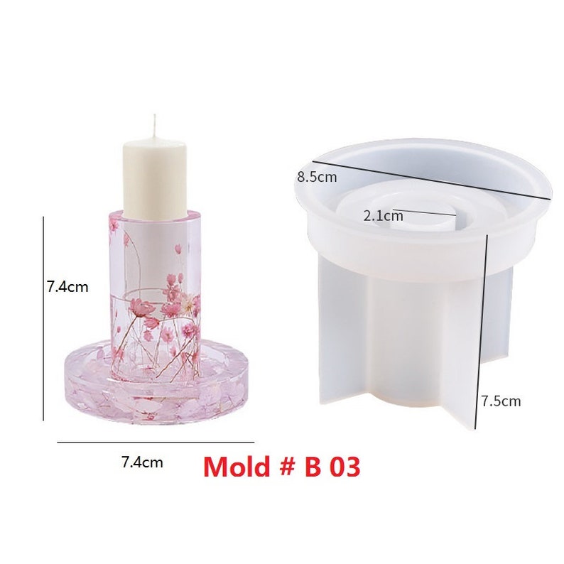 Long Candles Candlestick Candle Holder Silicone Mold Handmade Terrazzo Cement jesmonite Epoxy Resin Plaster Concrete Candles holder Moulds Mold # B 03