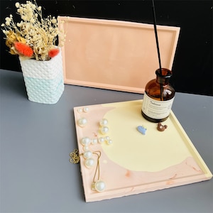 Square & Rectangle Tray mold Fruit tray Tea tray Coaster mold Concrete Cement jesmonite Epoxy Resin Trinket tray silicone molds