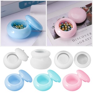 Small Storage Pot Molds Round Candle Jar Molds with lid - Handmade Concrete Cement Plaster Planter Pot Resin Trinket Jewelry Storage Moulds