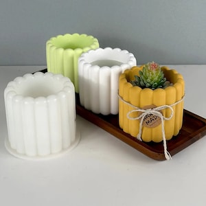 Silicone Pot Mold ,Round Stripe Flowerpot Mold , Storage Box , Candle Jar Making ,Cement Plaster Resin Concrete Craft Mould Home Decoration