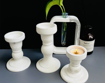 Kerzenhalter Gießformen,Lange Kerzenständer Kerzenständer Silikonform, Resin Beton Zement Terrazzo Gips Kerzenständer Gießform