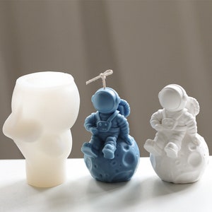 3D Astronaut Candle Mold Moon Traveler Aromatherapy Plaste Decor Candle Silicone Molds Soap Concrete Cement Ornament Mould