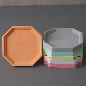 Polygon Coaster Mold Jesmonite Terrazzo Coaster Molds, Concrete Cement Plaster Dish Tray Mold Resin Jewelry Trinket Plate Silicone Moulds