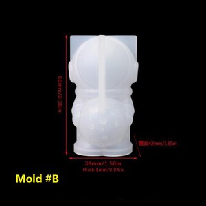 3D Mini Astronaut Nyckelringsformar Kosmonaut Kroppsform Epoxihartsform Ljusform Silikon Månformar Mold # B