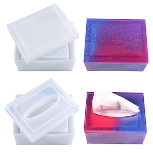 Tissue Box Resin Mold With Cover Storage Box Silicone Mold Jewelry Storage Box Mold