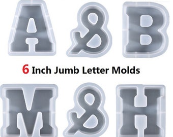 Jumbo 6'' inch 4.3cm Depth Alphabet Mold Large A-Z 26 Capital English Letter Set Silicone Molds Resin Cement Concrete Letter Decor Moulds