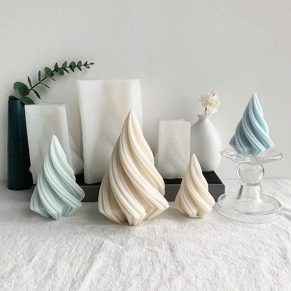 3 size Geometric Threaded Conical Silicone Mould Abstract Conical Scented Candle Mould Resin Concrete Plaster Home Decor Mold ,