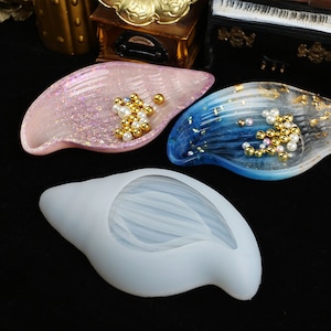 Scallop Trinket Tray Silicone Mold Resin Concrete Cement Plaster Terrazzo Jewelry Storage Plate Molds Conch Dish Tray Moulds