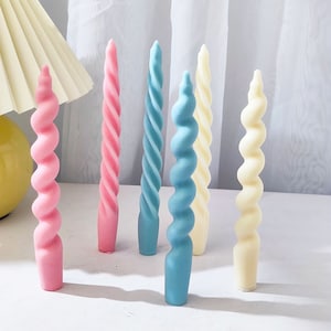 Long and Thin Candle molds , handle spiral pattern scented candle silicone mold DIY Handmade long spiral candle mold
