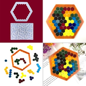 Hexagon Jigsaw puzzle Game mold- board game, strategy game, IQ game for kids, table game mold, DIY Handmade Epoxy resin Chess Board mold