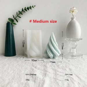 3 storlekar geometrisk gängad konisk silikonform abstrakt konisk doftljusform hartsbetong gips heminredningsform, # Medium size mold