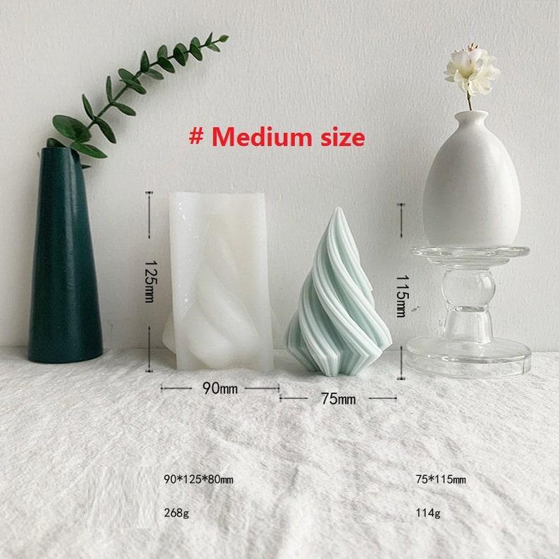 3 storlekar geometrisk gängad konisk silikonform abstrakt konisk doftljusform hartsbetong gips heminredningsform, # Medium size mold