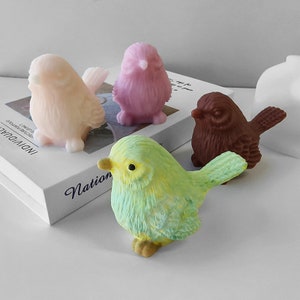 3D vogel siliconen mal-cartoon dier geurende kaars mal-DIY handgemaakte cement beton epoxyhars mallen chocolade bakken mallen