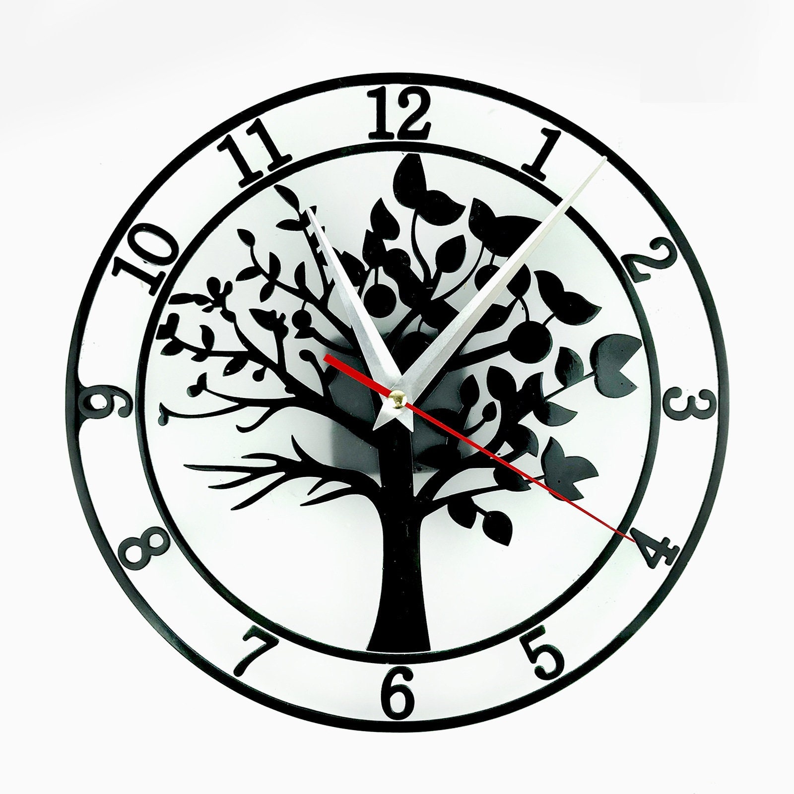 10 inch Life tree Clock Molds ,Epoxy Resin Wall Decor Classical number Clock Silicone Mold Home Decoration , handmade Resin Art Clock Moulds