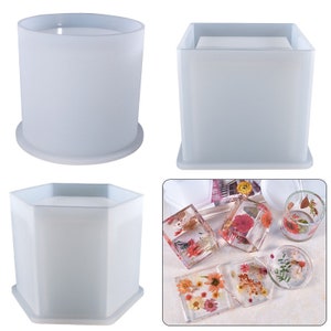 Round Candle Container Silicone Mold Flower Pot mold pot Base Coaster Tray Molds Cement Plaster Resin Molds
