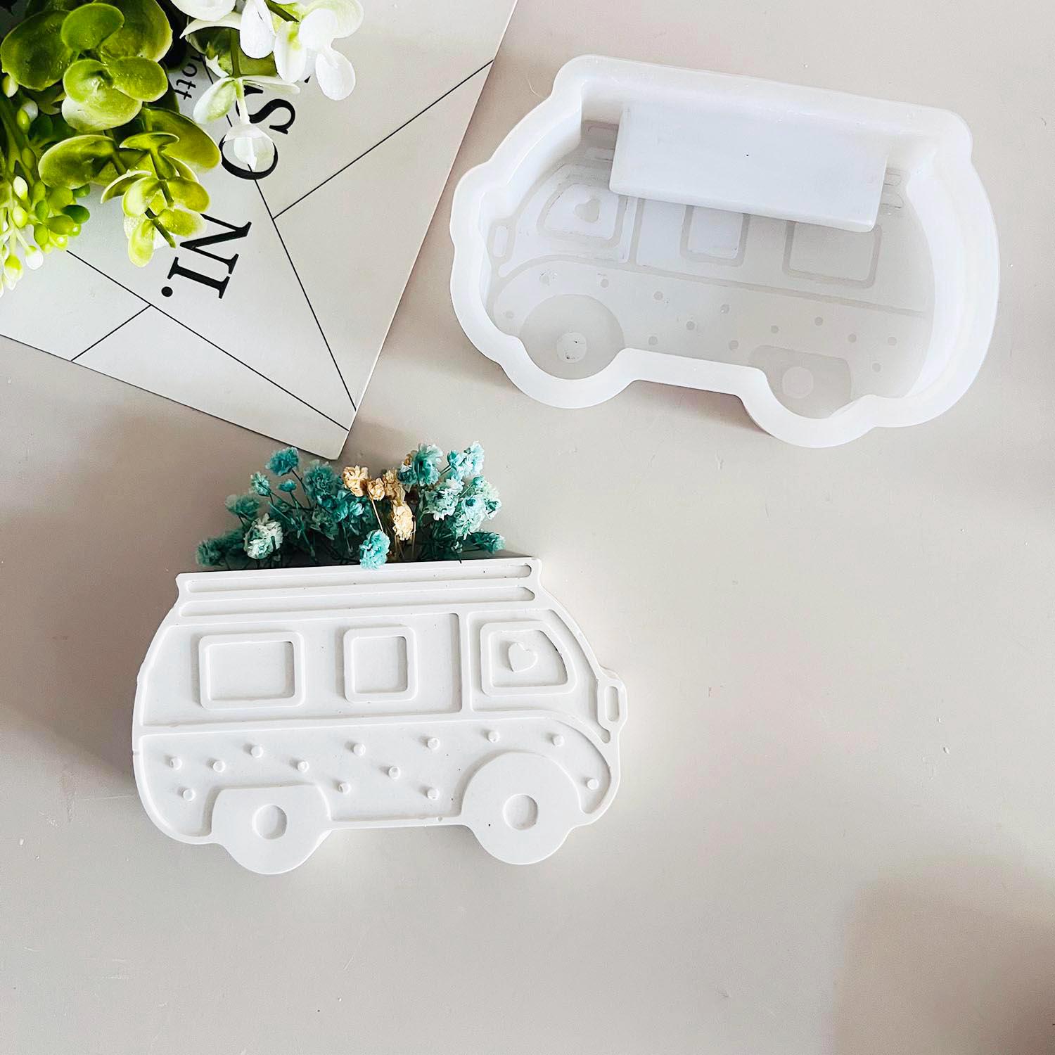 WANTKEY CAMP MOLDS asimocrafts asiパレ Silicone Mold for Heart Camper Vase Mold Camping Bus Mold With