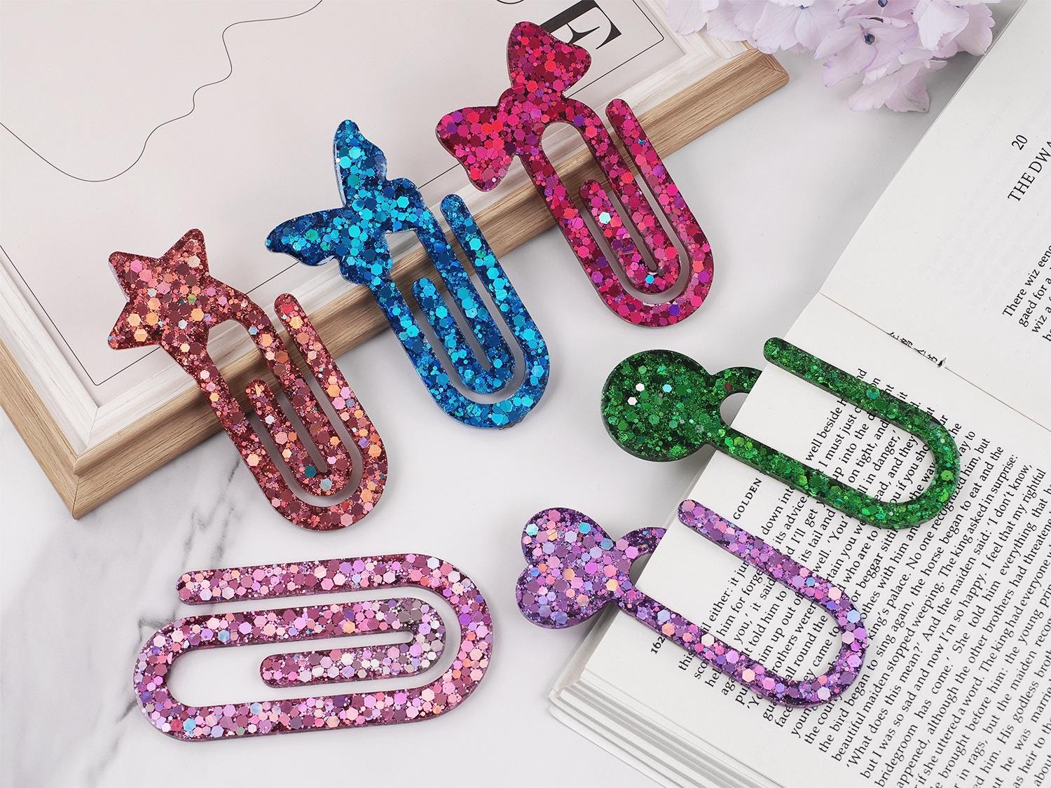 6PCS Teacher Paper Clip Resin Molds Resin Paper Clip Bookmark
