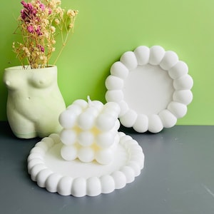 Bubble edge Trinket Tray moule , Jesmonite Terrazzo Béton Ciment Coaster Coaster Plateau Moule Epoxy Résine Bijoux Plaque Silicone Moule