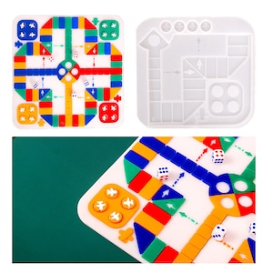 Ludo Game Board Silicone Mold , Handmade Epoxy Resin Ludo Flying chess  Mold Checkers Educational Toy Game DIY Children Gift