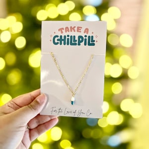 Minimalist Chill Pill Necklace // Mini Capsule Necklace, Gold Filled, Dainty Necklace, Mental Health Necklace, Happy Pill, Antidepressant