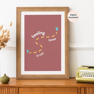 Healing is Not Linear Digital Print / Mental Health Artwork, Healing and Trauma Print, Grief is Not Linear Wall Art, Office Art, Journey Art