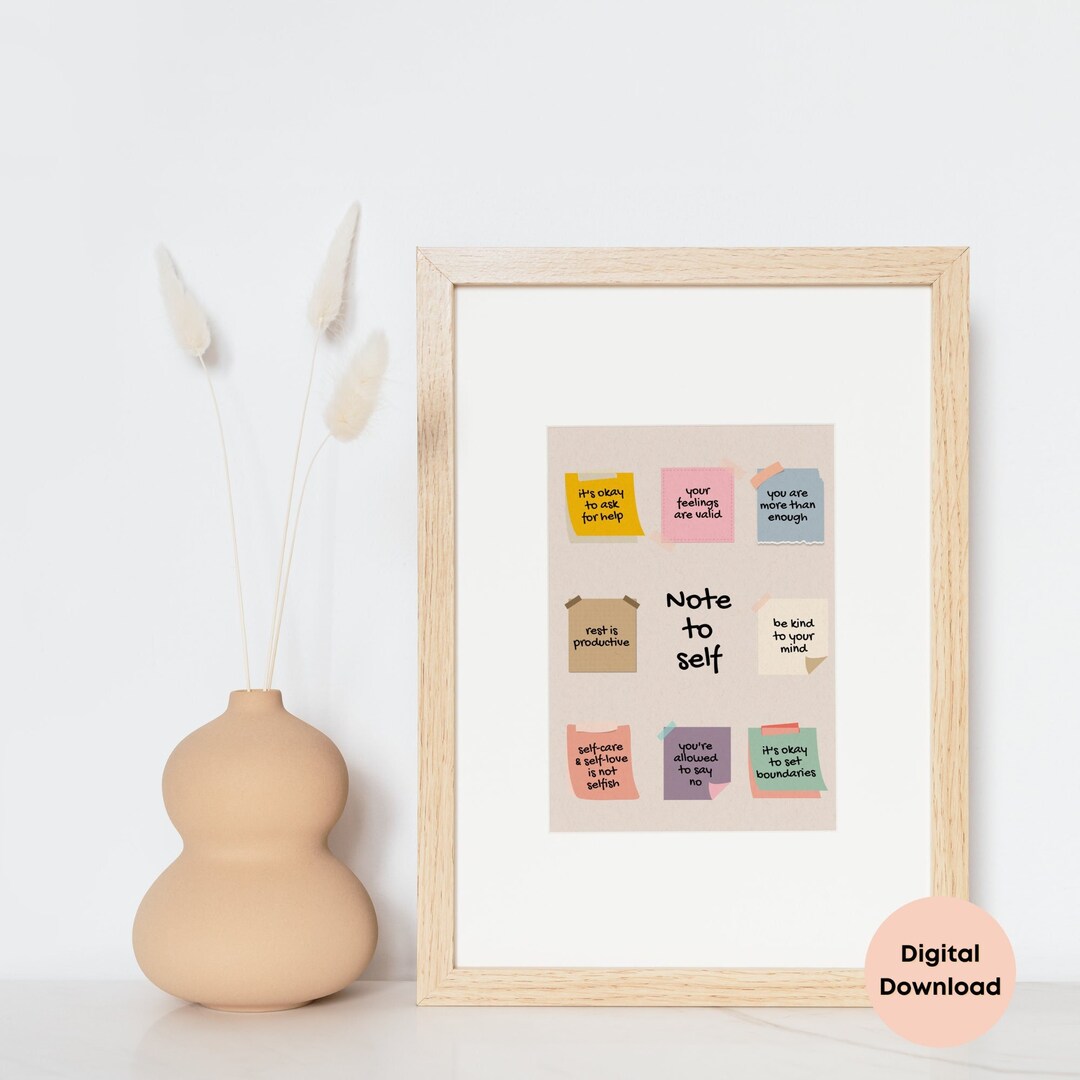 Note to Self Mental Health Reminders Poster // Mental Health Tips ...