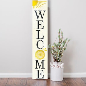 48in &quot;Welcome&quot; with Lemon Pattern Summer Porch Sign - Perfect for Front Porch Decor and Outdoor Parties