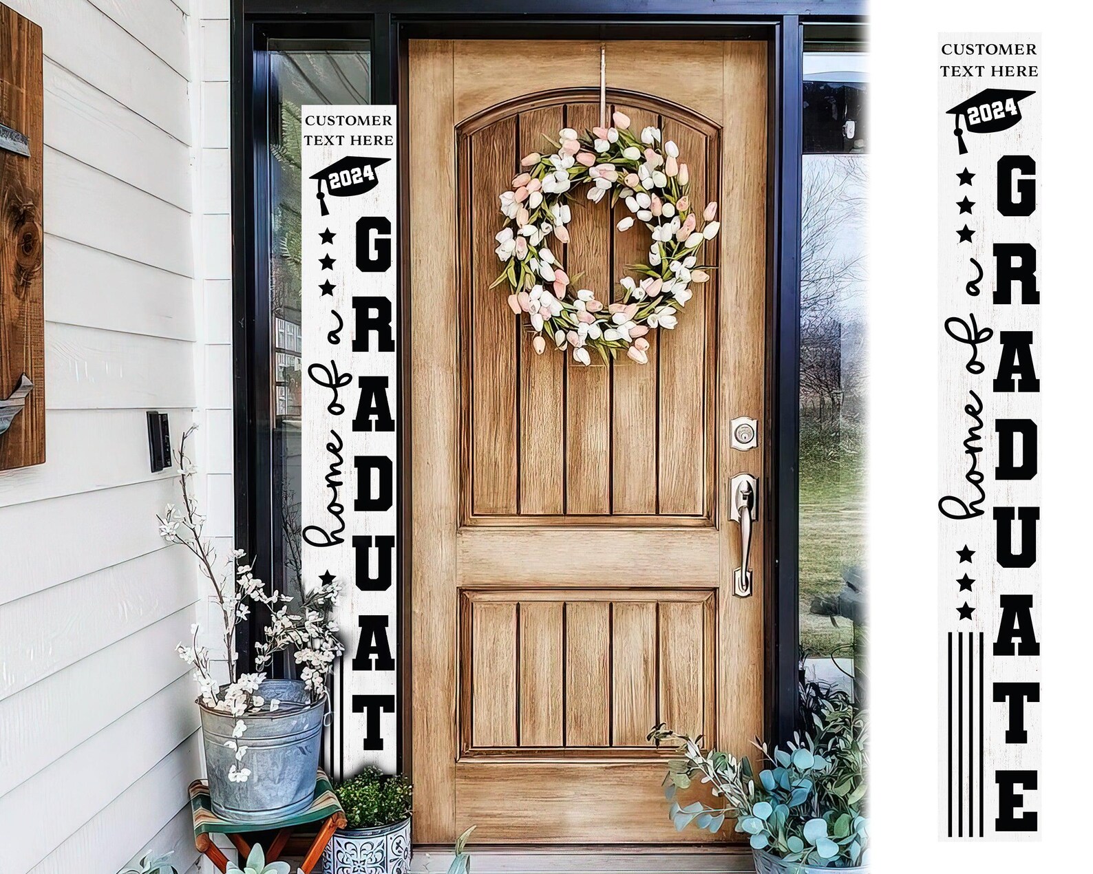 Grad Signs Inside 72in Home of a Graduate Porch Sign, Front Porch Sign, White Graduation ...