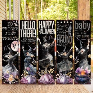 36in Halloween Witch Porch Sign - Rustic Farmhouse Entryway Decor, Halloween Front Door Board, Outdoor Porch Decor, Halloween Decoration