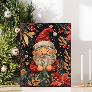 15in Christmas Table Decor | Holiday Gnome Tabletop Decoration | Wooden Indoor Party Decor | 15x12in