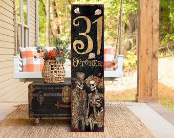 36in Halloween Porch Sign Decoration - Rustic Halloween Sign, October 31 Wall Art Vintage Sign, Modern Farmhouse Mantel Entryway Decor